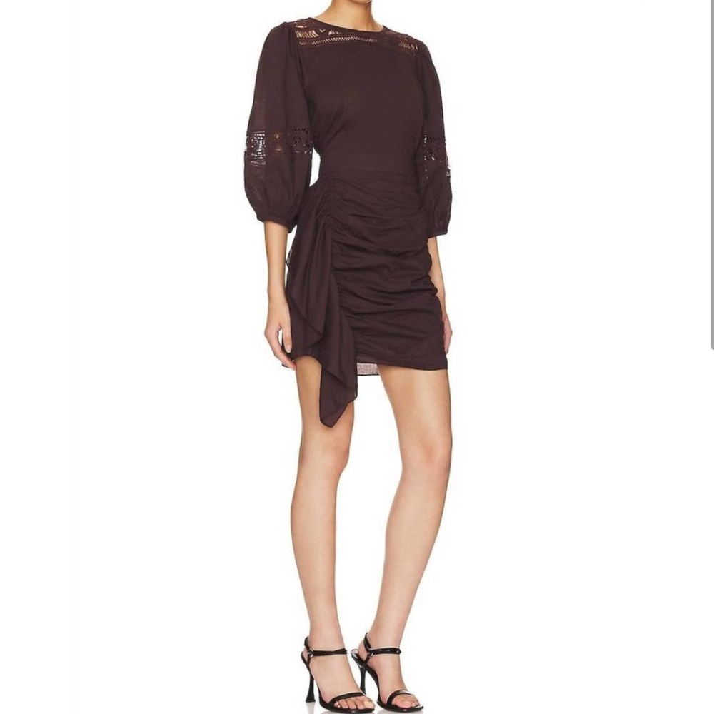 RHODE Chocolate Ruched Mini Dress